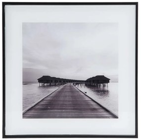 Κάδρο "Βίλες Στη Θάλασσα" PT4126 Μικρό 30x30x2cm Black-White Present Time Κάθετοι Γυαλί