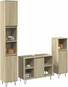 vidaXL Σετ Επίπλων Μπάνιου 3 Τεμαχίων Sonoma Δρυς Επεξεργασμένο Ξύλο