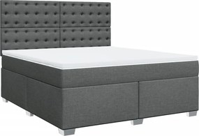 vidaXL Κρεβάτι Boxspring με Στρώμα Σκούρο Γκρι 180x200 εκ Υφασμάτιν