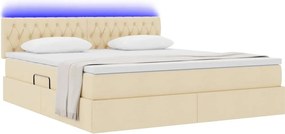 vidaXL LED Κρεβάτι αποθήκευσης με στρώμα Κρέμ 180 x 200 cm Ύφασμα