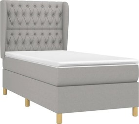 vidaXL Κρεβάτι Boxspring με Στρώμα Ανοιχτό Γκρι 100x200 εκ. Υφασμάτινο