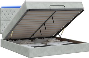 vidaXL Κρεβάτι Ottoman με Στρώμα και LED Ανοιχτό γκρι 180 x 200 cm