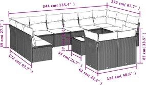 vidaXL Σετ Καναπέ Κήπου 13τεμ Μπεζ Συνθ. Ρατάν με Μαξιλάρια