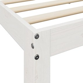 Κρεβάτι Βιβλιοθήκη Χωρίς Στρώμα Λευκό 135x190 εκ Μασίφ Πεύκο - Λευκό