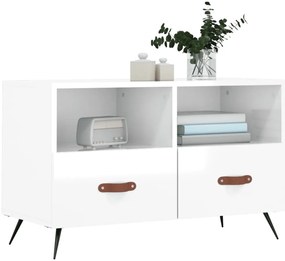 vidaXL Έπιπλο Τηλεόρασης Γυαλ. Λευκό 80x36x50 εκ. Επεξεργασμένο Ξύλο
