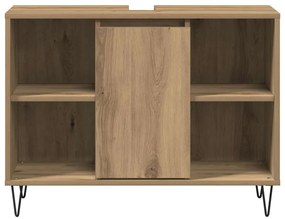 vidaXL Μονάδα Vanity Μπάνιου Μασίφ Δρυς Επεξεργασμένο Ξύλο Μεσαίο