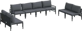 vidaXL Σετ Καναπέ Κήπου με μαξιλάρι 8 pcs Μαύρο Ατσάλι