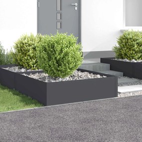 vidaXL Περίγραμμα γκαζόν 4 τμχ. 100 x 100 x 35 cm Ατσάλι Ανθρακί
