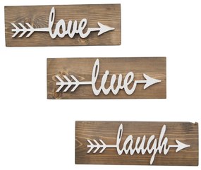 ΣΕΤ 3 ΤΜΧ ΔΙΑΚΟΣΜΗΤΙΚΟ ΤΟΙΧΟΥ ΞΥΛΙΝΟ "LOVE LIVE LAUGH" HM7308 40x1,2x14 εκ.