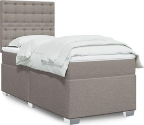 vidaXL Κρεβάτι Boxspring με Στρώμα Taupe 90x200 εκ. Υφασμάτινο