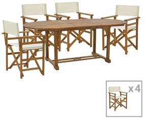 Dining room Bistrual-Sopho set of 5 expandable natural solid acacia wood 200/150x100x75cm 200x100x75 εκ.