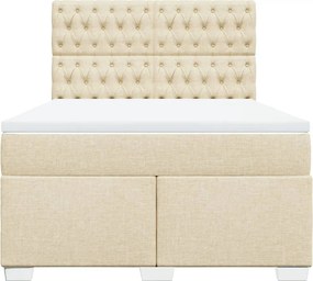 vidaXL Κρεβάτι Boxspring με Στρώμα Κρεμ 140x190 εκ. Υφασμάτινο