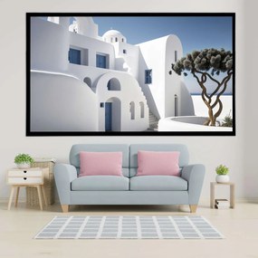 Πίνακας σε Plexiglass με Θέμα &#8220;Παραδοσιακή Ελληνική αρχιτεκτονική&#8221; σε μαύρη ξύλινη Κορνίζα - 80cmx50cm
