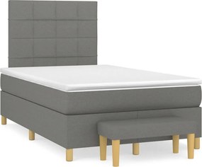 vidaXL Κρεβάτι Boxspring με Στρώμα Σκούρο Γκρι 120x190 εκ Υφασμάτινο