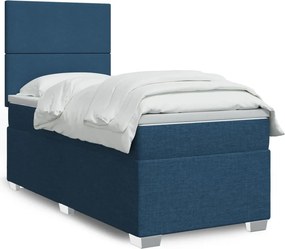 vidaXL Κρεβάτι Boxspring με Στρώμα Μπλε 80x200 εκ. Υφασμάτινο
