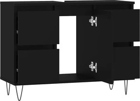 vidaXL Ντουλάπι Μπάνιου Μαύρο 80 x 33 x 60 εκ. από Επεξεργασμένο Ξύλο