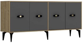 Μπουφές Fly 475OLV2369 180x35x82,6cm Oak-Anthracite Μοριοσανίδα, Μελαμίνη