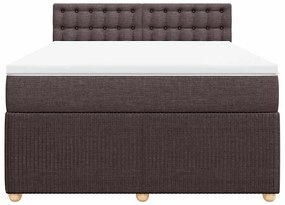 vidaXL Κρεβάτι Boxspring με Στρώμα Σκούρο Καφέ 140x190 εκ. Υφασμάτινο