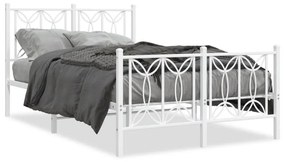 Πλαίσιο Κρεβατιού με Κεφαλάρι&amp;Ποδαρικό Λευκό 120x200εκ. Μέταλλο - Λευκό