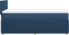 vidaXL Κρεβάτι Boxspring με Στρώμα Μπλε 90x190 εκ.Υφασμάτινο