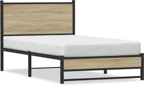 vidaXL Σκελετός Κρεβ. Χωρίς Στρώμα Sonoma Δρυς 100x190 εκ. Μεταλλικό