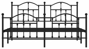vidaXL Πλαίσιο Κρεβατιού με Κεφαλάρι&Ποδαρικό Μαύρο 183x213εκ. Μέταλλο