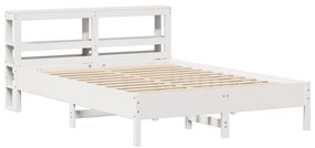 vidaXL Σκελετός Κρεβ. Χωρίς Στρώμα Λευκό 135x190 εκ Μασίφ Πεύκο