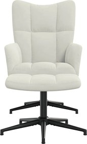 vidaXL Πολυθρόνα Relax Λευκό Κρεμ Βελούδινη με Σκαμπό