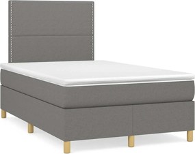 vidaXL Κρεβάτι Boxspring με Στρώμα Σκούρο Γκρι 120x190 εκ Υφασμάτινο