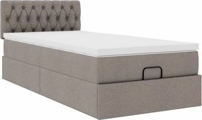 vidaXL Οθωμανικό κρεβάτι με στρώμα Taupe 90x200cm ύφασμα
