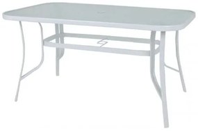RIO Τραπέζι Μεταλλικό Άσπρο/Pear Clear γυαλί 120x70x71cm Ε2503,2