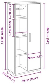 Ντουλάπι μπάνιου με θήκη για ρολό Γκρι Sonoma 39x22x90 εκ. - Γκρι