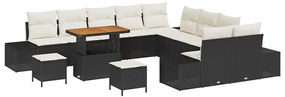 vidaXL Σετ Καναπέ Κήπου με μαξιλάρι 13 pcs Μαύρο Πολυ ράταν