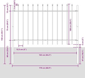 vidaXL Φράχτης Κήπου 7 pcs Λευκό 11,9 x 1 μ Ατσάλι με Πούδρα