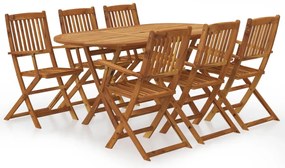 vidaXL Σετ Τραπεζαρίας Εξ. Χώρου Πτυσσόμενο 7 τεμ. Μασίφ Ξύλο Ακακίας
