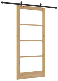 vidaXL Συρόμενη Πόρτα Χειροκίνητος Καφέ 93 x 202 cm Ξύλο και μέταλλο