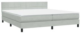 vidaXL Κρεβάτι Boxspring με Στρώμα Ανοιχτό Γκρι 180x210 εκ. Βελούδινο