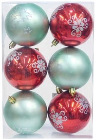 Σετ 6 τεμ. Χριστουγεννιάτικες Μπάλες Κόκκινες & Πράσινες με Γκλίτερ 8cm 236223