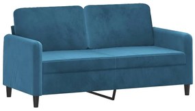 Καναπές Διθέσιος Μπλε 140 εκ. Βελούδινος - Μπλε