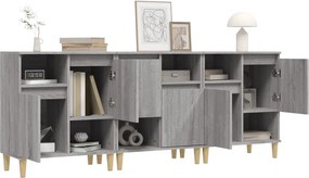 vidaXL Ντουλάπι 3 τεμ. Γκρι Sonoma 60x35x70 εκ. από Επεξεργασμένο Ξύλο