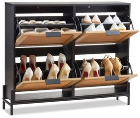VEVOR Rattan Shoe Storage Cabinet Shoe Storage Organizer with 4 Flip Drawers