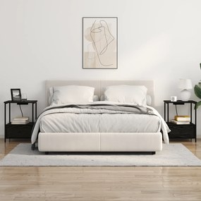 vidaXL Κομοδίνο με Σταθμό Φόρτισης 2 pcs Μαύρη δρυς Επεξεργασμένο ξύλο