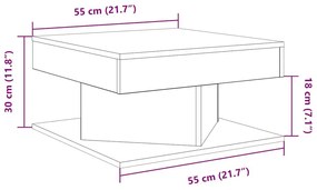 Τραπεζάκι Σαλονιού τεχνίτης Δρυς 55x55x30 εκ Επεξεργασμένο Ξύλο - Καφέ