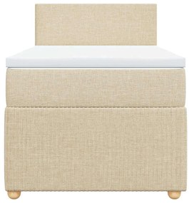 vidaXL Κρεβάτι Boxspring με Στρώμα Κρεμ 100 x 200 εκ. Υφασμάτινο