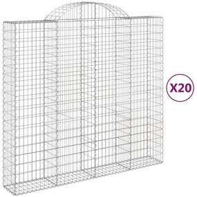 vidaXL Συρματοκιβώτια Τοξωτά 20 τεμ. 200x50x180/200 εκ. Γαλβαν. Ατσάλι