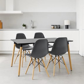 Σετ Τραπεζαρίας Natali-Julita 5τεμ μαύρο-φυσικό 120x80x76εκ 120x80x76 εκ.