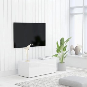Έπιπλο Τηλεόρασης Γυαλιστερό Λευκό 80 x 34 x 30 εκ. Μοριοσανίδα - Λευκό