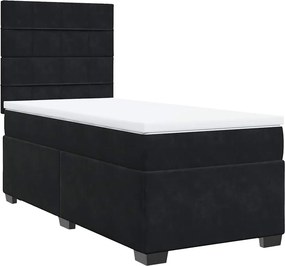vidaXL Κρεβάτι Boxspring με Στρώμα Μαύρο 80 x 200 εκ. Βελούδινο
