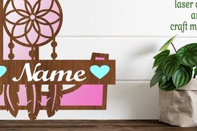 Σετ των 2 Intra απο ξύλο plywood  Χρώμα wenge 3mm-4mm πάχος - Ονειροπαγίδα Monogram Letter L Cut Δίασταση 20x20 cm INTRAFABR-40933704