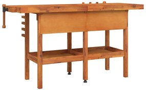 vidaXL Πάγκος Εργ. Συρτάρια/ Μέγγενες 162x62x83 εκ. Μασίφ Ξύλο Ακακίας